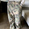 Women's Camouflage Wide-Leg Pants with Drawstring and Adjustable Waist