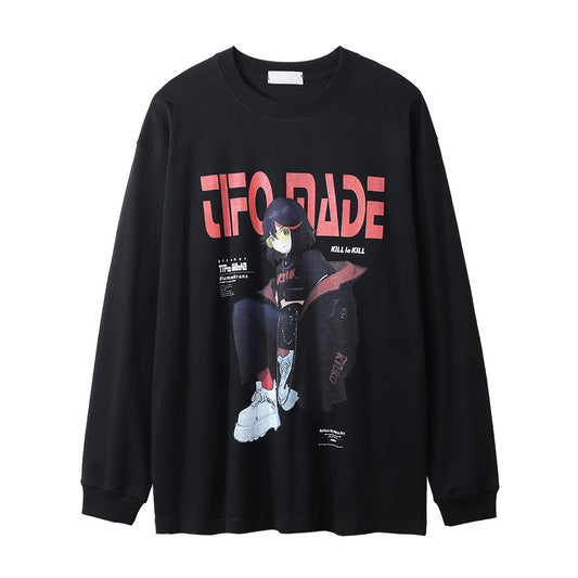 Camiseta Manga Larga Estampado Anime 2D para Hombre
