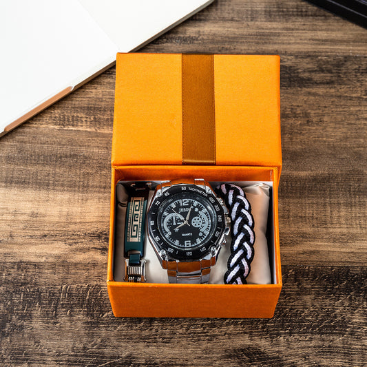 Reloj de Acero Inoxidable para Hombre con Pulsera Juego Completo - Image 2