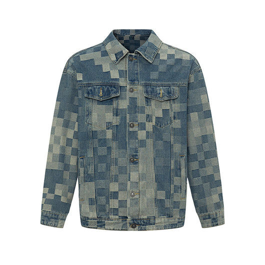 Chamarra Denim Mosaico Estilo Coreano para Hombre