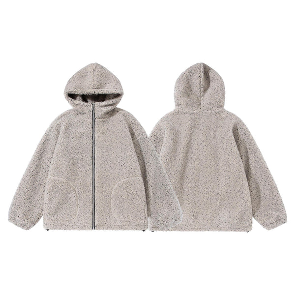 Abrigo de Lana Merina Acolchado con Capucha - Diseño Jaspeado