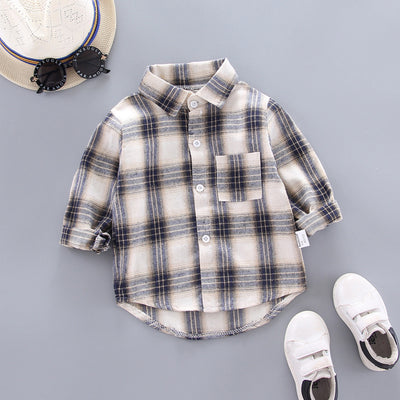 Camisas Cuadros Coreanas para Niños y Niñas - Corte Holgado Solapa Larga - Image 6