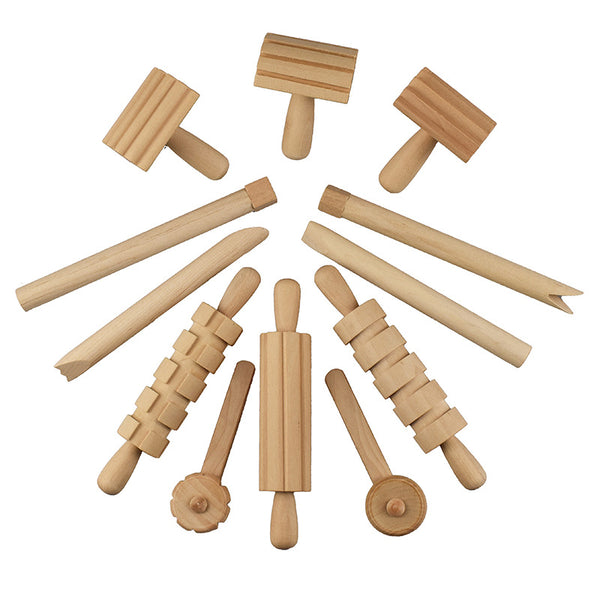 Kit de Arcilla Modelable con 12 Herramientas de Madera para Cerámica y Manualidades - Image 3