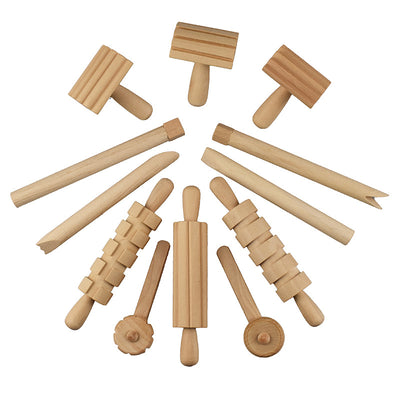 Kit de Arcilla Modelable con 12 Herramientas de Madera para Cerámica y Manualidades - Image 3