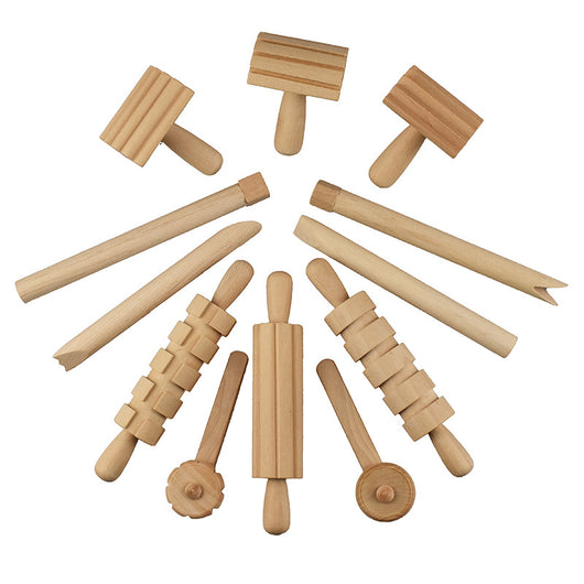 Kit de Arcilla Modelable con 12 Herramientas de Madera para Cerámica y Manualidades - Image 3