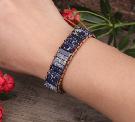 Pulsera de Cuero con Jaspe Natural de Depósito Marino - Image 17