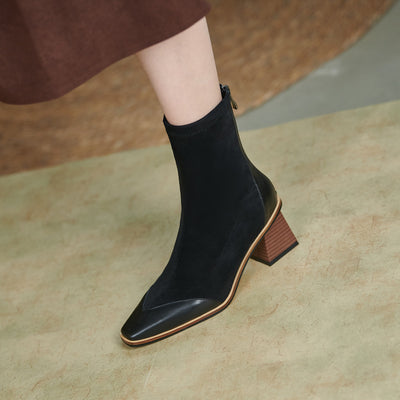 Botas Cortas de Tacón Grueso y Punta Afilada para Mujer - Image 9
