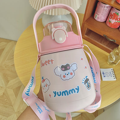 Termo de Acero Inoxidable de Gran Capacidad con Bombillas Reutilizables para Niñas - Image 12