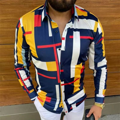 Camisa Estampada Manga Larga Slim Fit para Hombre - Image 13