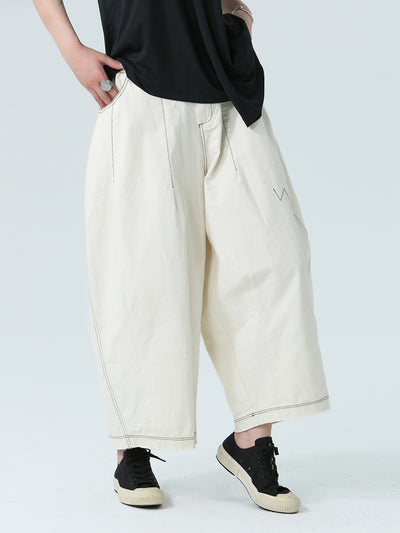 Pantalón Ancho Cropped con Líneas Artísticas Sueltas - Image 7