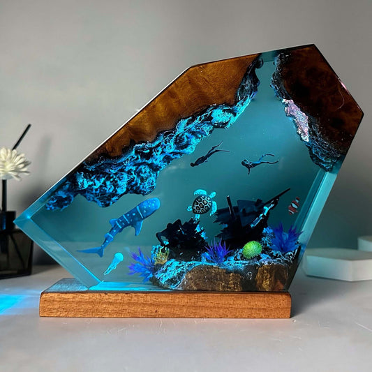 Lámpara Nocturna Submarino Resina - Luz Creativa Decorativa