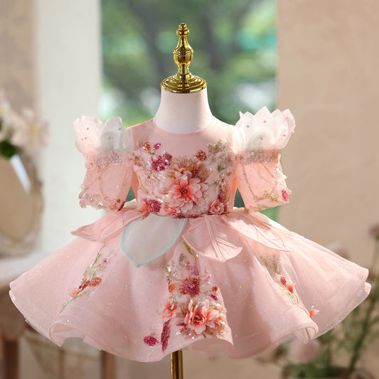 Vestido de Princesa Lujo Asequible para Fiestas de Cumpleaños Infantiles