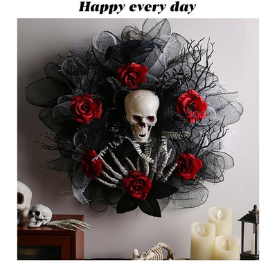 Guirnalda de Calaveras y Rosas Rojas Halloween para Puerta - Image 7