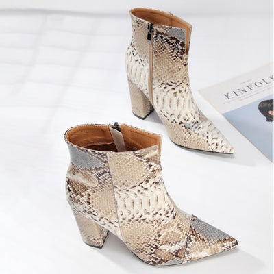 Botas Cortas con Patrón de Piel de Serpiente para Mujer - Estilo Europeo - Image 8