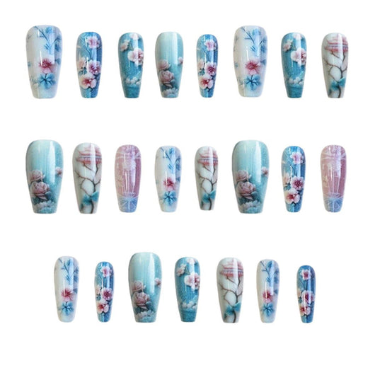 Uñas Postizas Flor Begonia Blanca - Set de 24 Piezas con Esmalte Incluido - Image 6