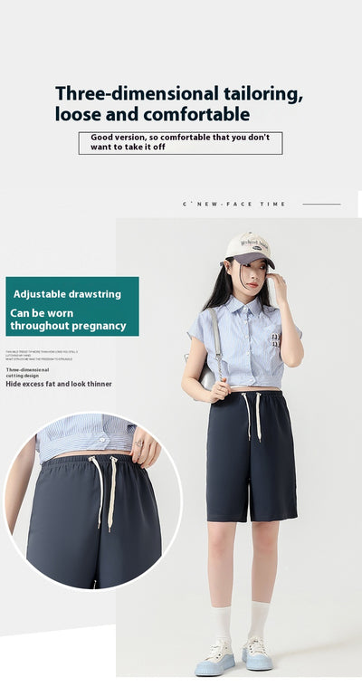 Shorts Premamá Cortos de Cintura Alta Pierna Ancha Verano Ligero - Image 18