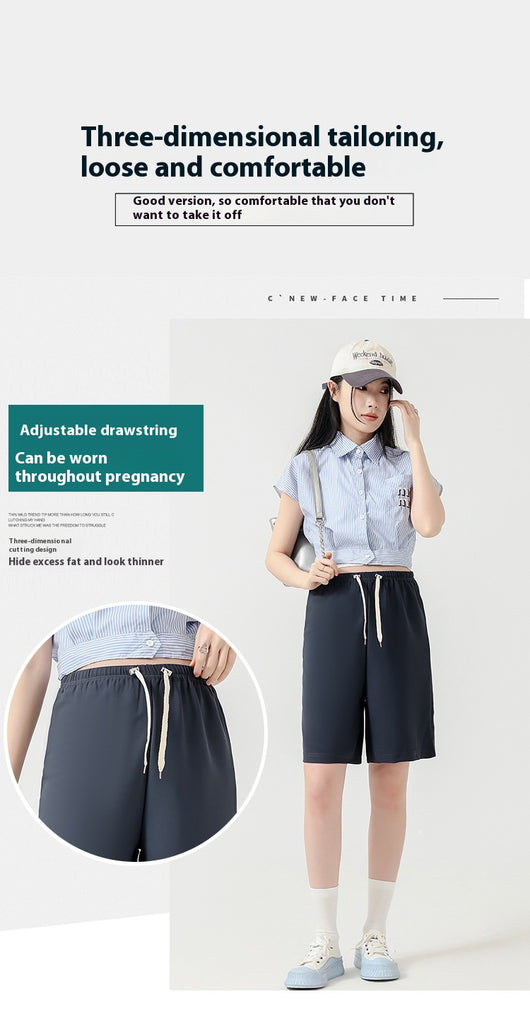 Shorts Premamá Cortos de Cintura Alta Pierna Ancha Verano Ligero - Image 18