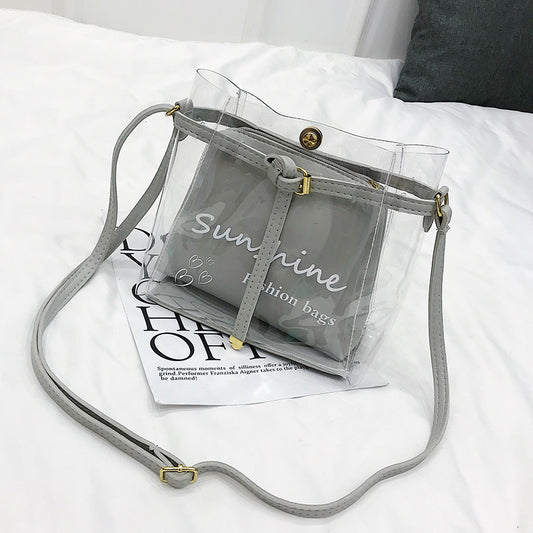 Bolsa Transparente con Estampado de Letras y Diseño Materno