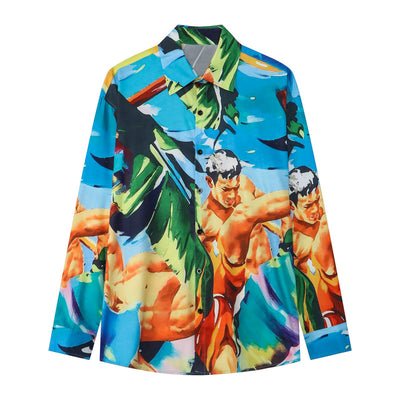 Camisa Casual para Hombre con Estampado Retro Digital - Image 5