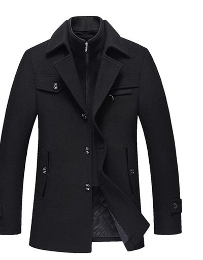 Abrigo de Lana para Hombre Invierno Slim Fit Cuello Desmontable - Image 3