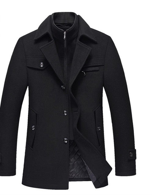Abrigo de Lana para Hombre Invierno Slim Fit Cuello Desmontable - Image 3