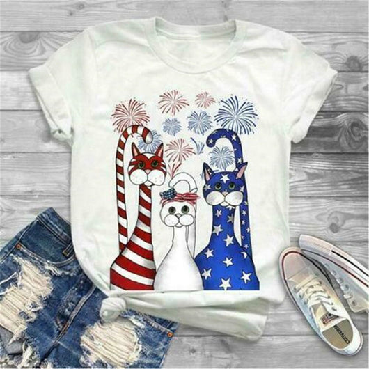 Playera Estampado Gato para Mujer - Manga Corta - Image 3