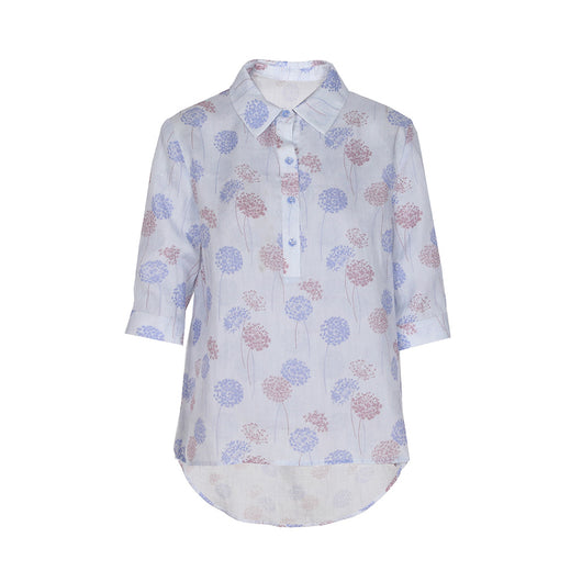 Blusa Estampada Suelta con Solapas - Largo Atrás, Corto Adelante - Image 14