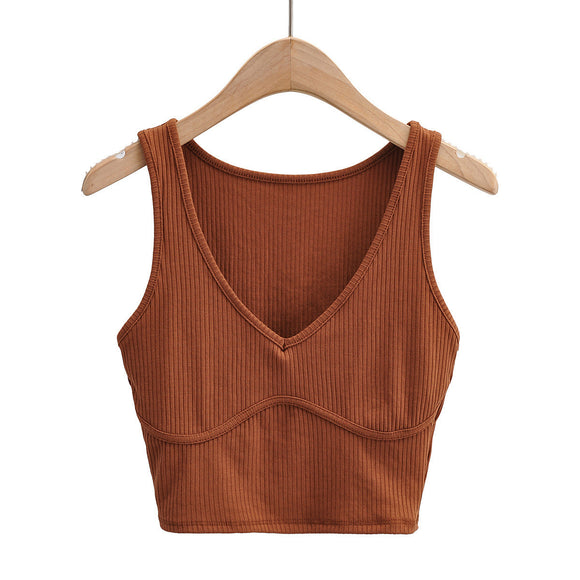 Blusa Tejida Escote V con Costuras en Pecho y Tela Stretch