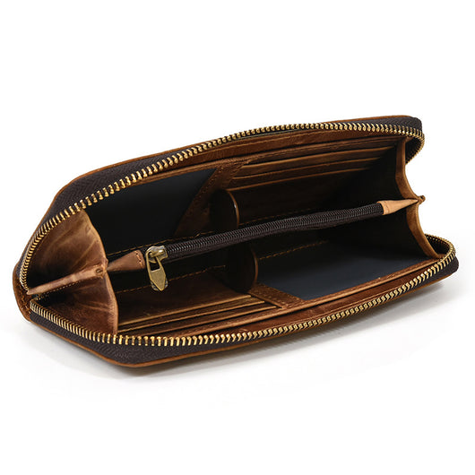 Billetera Larga Retro de Cuero Crazy Horse para Hombre - Image 6