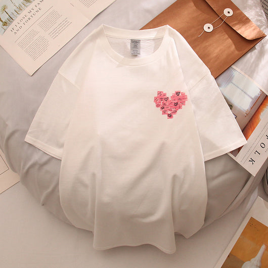 Playera Estampada Alfabeto Cartoon para Parejas - Unisex Manga Corta - Image 9