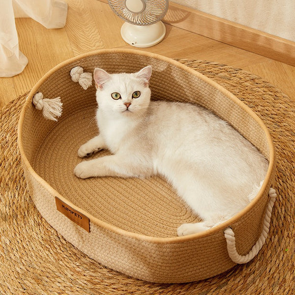 Nido para Gatos de Verano - Cesta Tejida Multiestación en Algodón y Lino