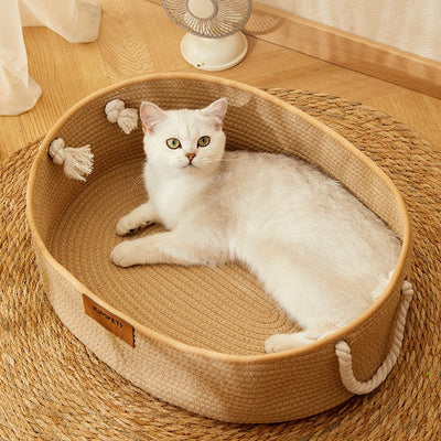 Nido para Gatos de Verano - Cesta Tejida Multiestación en Algodón y Lino