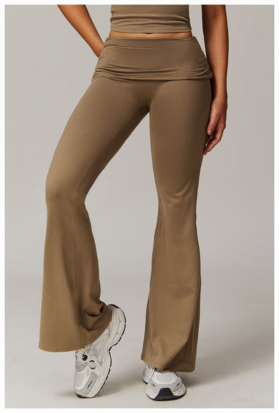 Pantalones Yoga Plisados Cintura Alta para Mujer - Diseño Acampanado Versátil - Image 28