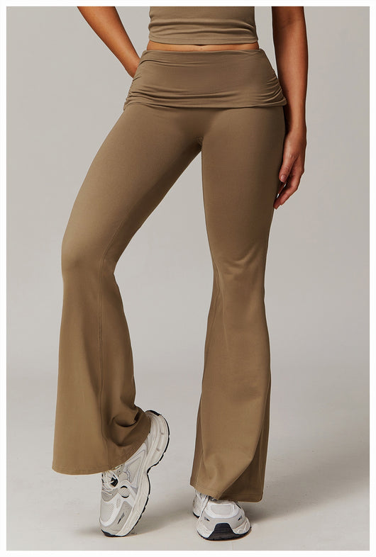 Pantalones Yoga Plisados Cintura Alta para Mujer - Diseño Acampanado Versátil - Image 28
