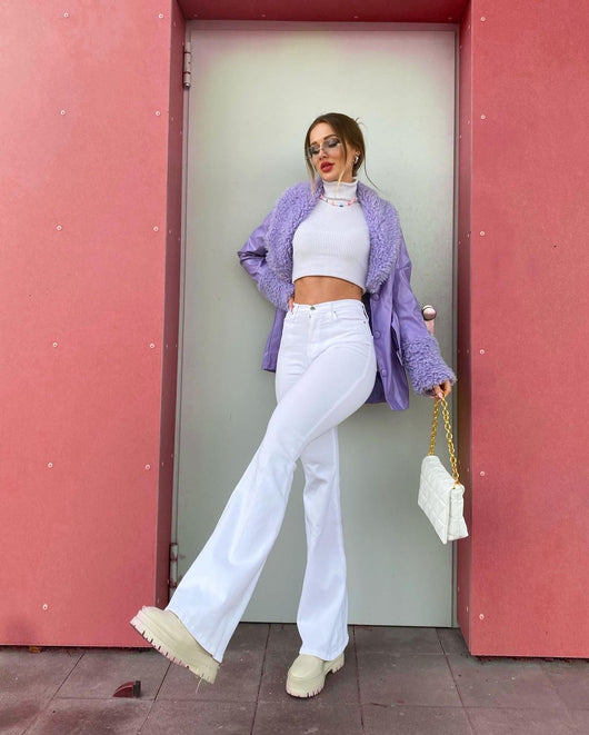 Pantalones Acampanados Ajustados de Color Sólido para Otoño