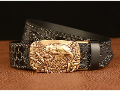Cinturón de Cuero con Hebilla Automática y Águila Grabada Personalizada - Image 16