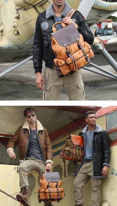 Mochila de Viaje Cuero Genuino Gran Capacidad para Hombre - Image 7