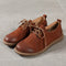 Zapatos de Cuero Estilo Retro con Cordones y Punta Redonda