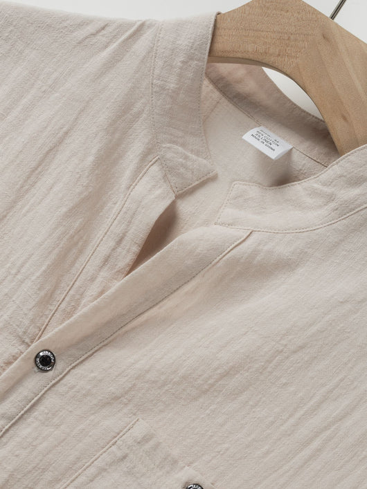 Camisa de Lino con Cuello Mao Manga Corta para Hombre - Image 14