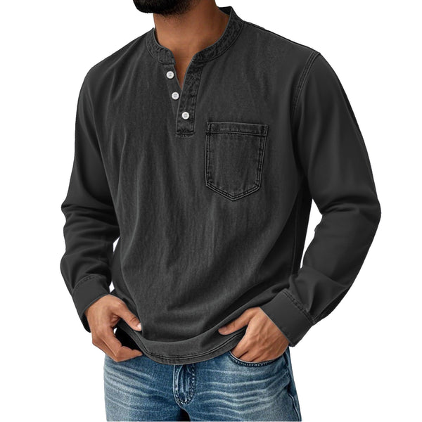 Playera de Manga Larga con Botones para Hombre Joven