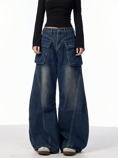 Pantalones Vaqueros Anchos de Cintura Alta con Bolsillos Funcionales - Image 18