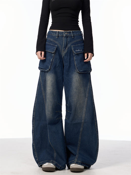 Pantalones Vaqueros Anchos de Cintura Alta con Bolsillos Funcionales - Image 18