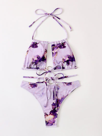 Bikini Tie Dye con Abertura Lateral y Estampado Colorido - Image 10