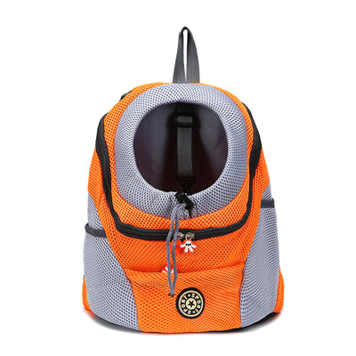 Lime green mesh pet backpack with grey trim, black zipper, and internal leash clip, shown from the front. - Image 7