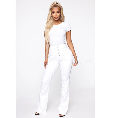 Jeans Talla Grande Mujer Cintura Alta con Bolsillos Parche Denim Lavado - Image 6
