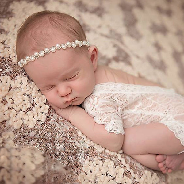 Diadema Infantil con Perlas y Flores