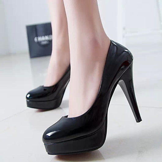 Tacones Charol Elegantes Punta Abierta Stiletto Ultra Alto - Image 11