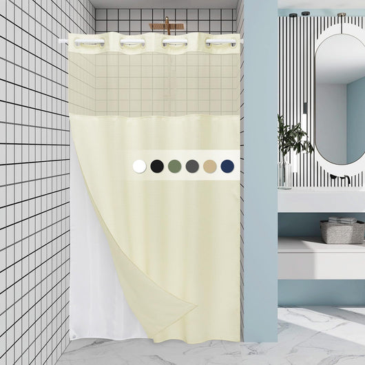 Cortina de Baño Doble Capa con Hebilla Grande - Diseño Liso y Moderno - Image 41