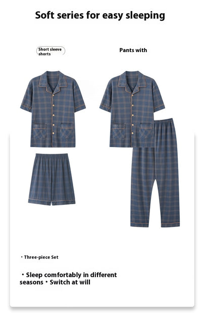 Pijama de Verano para Hombre - Conjunto de 3 Piezas en Algodón con Manga Corta - Image 12