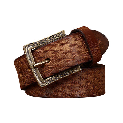 Cinturón de Cuero para Hombre con Hebilla Diamantada Tallada - Image 9
